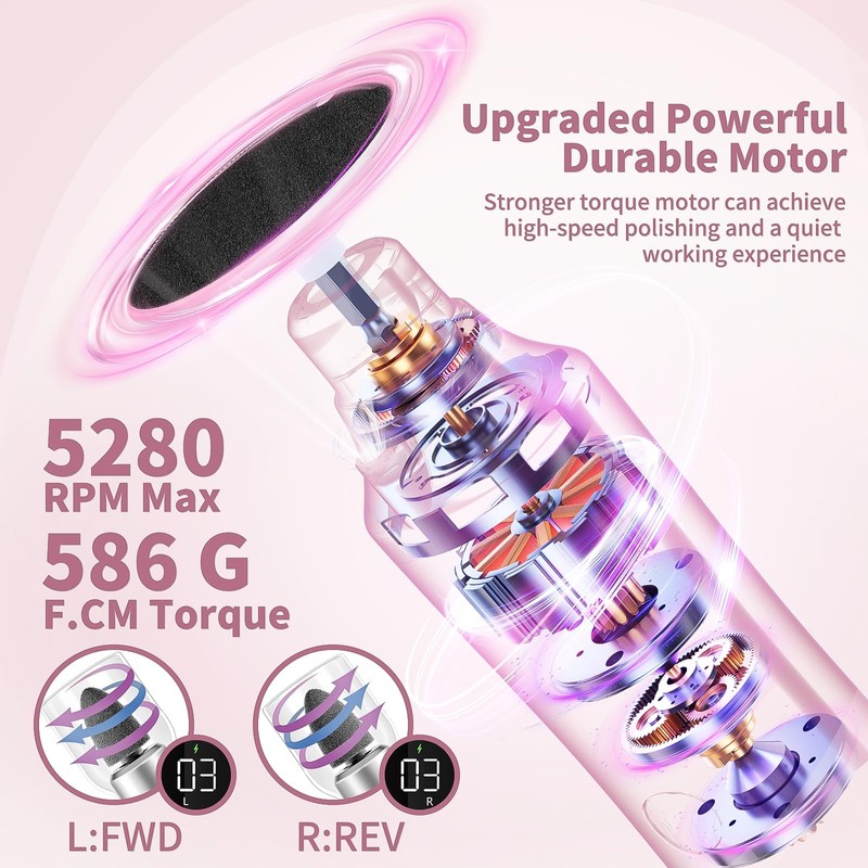 Electric Nail Drill Kit, Cordless Manicure Pedicure Kit with Memory