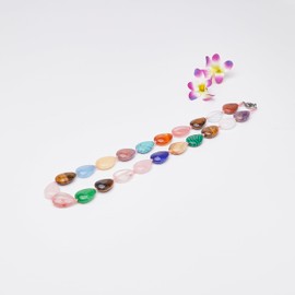 Treasure Bay Women's Gemstone Necklace - Handmade 12x18mm Teardrop Shape Natural gemstone Beaded necklace for Women Ladies and Girls (Multicolour)