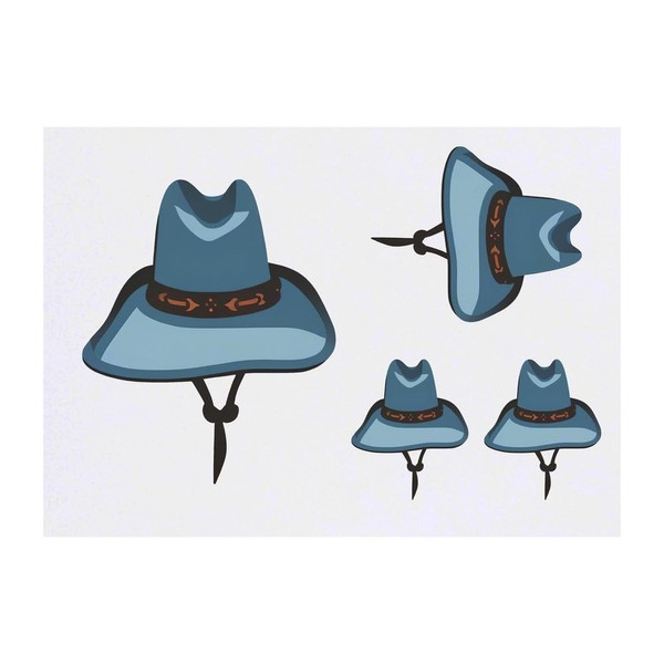 Azeeda 4 x 'Cowboy-Hut' Temporäre Tattoos - Wasserfest, Hautfreundlich &