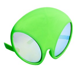 Sun-Staches Green Alien Glow in the Dark Mirror Sunglasses Costume Accessory, UV 400 Lenses, Alien Green Mask One Size Fits Most, 8"