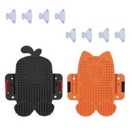 MEZOKUCEL 2 PCS Cat Self Groomer, Window Pet Rub Tickle Corner Massage Brush to Remove Floating Hair, Dog Bathing Brush with Catnip, Self Massage Tool for Long & Short Fur Kitten Cats Dogs