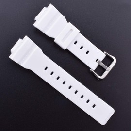 Waterproof Natural Resin Replacement Strap for Casio Women BA-111 BA-110 BA-112 BA-120 BA-125 Baby-G Analog Digital, White, Simple and easy