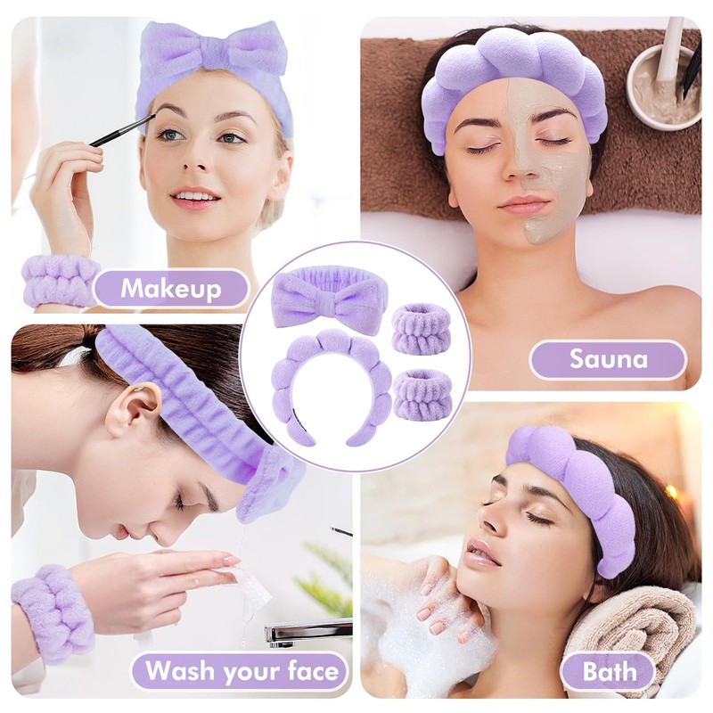 Zkptops 6Pcs Spa Headband for Washing Face Wristbands Set Women