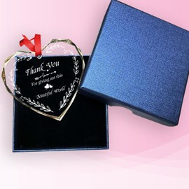 Thank You Gifts for Mom, Wife, or Loved Ones - 'Thank You for Giving Me This Beautiful World' - Elegant Hanging Ornaments Crystal Gift for Mother’s Day, Anniversary, Birthday, or Christmas