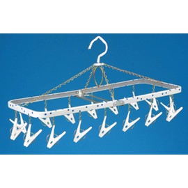 Nishida 111117 Laundry Hanger, Little Corner Hanger with 16 Pinches, Polka Dot Blue, Approx. W 20.3 x D 7.9 x H 10.6 inches (51.5 x 20 x 27 cm)