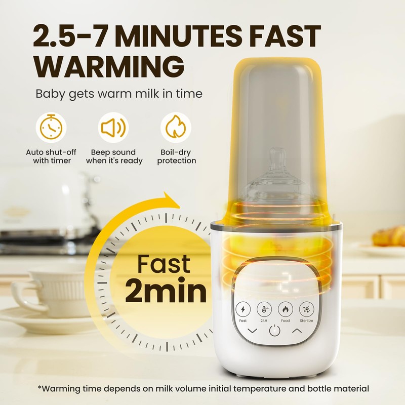 Baby Bottle Warmer, Warms Baby Feeds to Body Temperature in