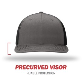Richardson Unisex 312 Twill-Back Trucker Adjustable Backstrap Baseball Cap, Split Charcoal/Black, One Size Fits Most