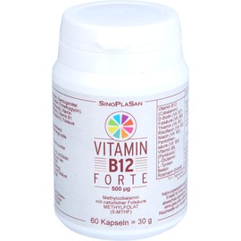 Vitamin B12 Forte, 60 Capsules with Natural Folic Acid 500µg Methylcobalamin (Methyl Folate/5 MTHF), Hochdosiert, Vegan, Gluten Free, Lactose Free, GMO Free