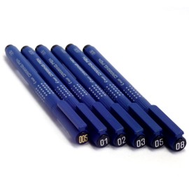 Pilot Drawing Pens, Pack of 6 Assorted Tip Sizes (0.05mm-0.8mm) , Black Ink (Japan Import)