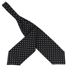 Tony & Paul. Ascot scarf - Fleur de Lys - Bourbon - Silk - Designs - Made in Italy, Black-Silver Lily, One size