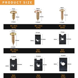 170 Pcs U-Clip and Screw Assortment Kit 9 Sizes Auto Car Clips Fasteners with Screws Set in Store Case, Metal Body Panel Fasteners