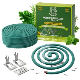 KICKOUTOR Mosquito Repellent Incense Coils with Natural Citronella Oil, 20 Coils & 4 Stands, DEET-Free Outdoor Protection for Patio, Backyard & Camping, Burns 5-7 Hours Against Gnats & No-See-Ums