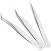 3Pcs Eyelash Extension Tweezers Set Silver Mirror Light DolphinShaped Easy