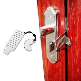 Portable Door Lock Travel Lock Solid Heavy Duty Lock Hole Free Security Door Lock for Home/Travel/Hotel/School/Motel/Home
