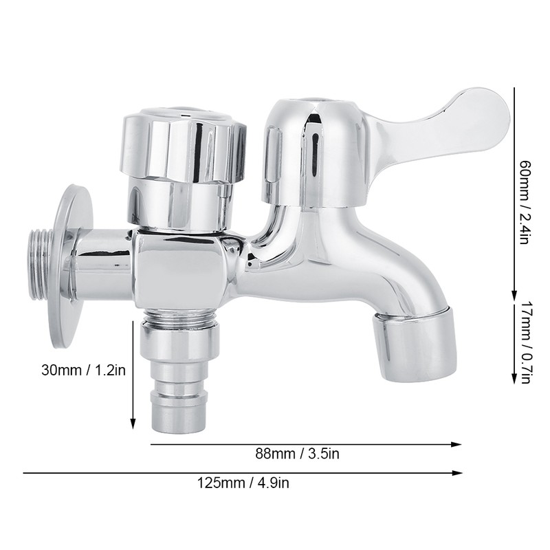 G1/2in Copper Electroplating Washing Machine Faucet Dual Use Water Tap