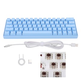 Mechanical Keyboard 64 Key White Light 3 Mode Ergonomic Layout 4 Switch Optional Blue Keyboard for WIN Brown Switch