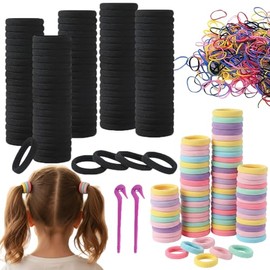 Kit 1302 Pcs Ligas para Peinar el Cabello (100 diademas de colores 200 diademas negras y 1000 gomas elásticas + 2 herramientas) Scrunchies para Cabello Sin Costura, elásticas suaves para el cabello