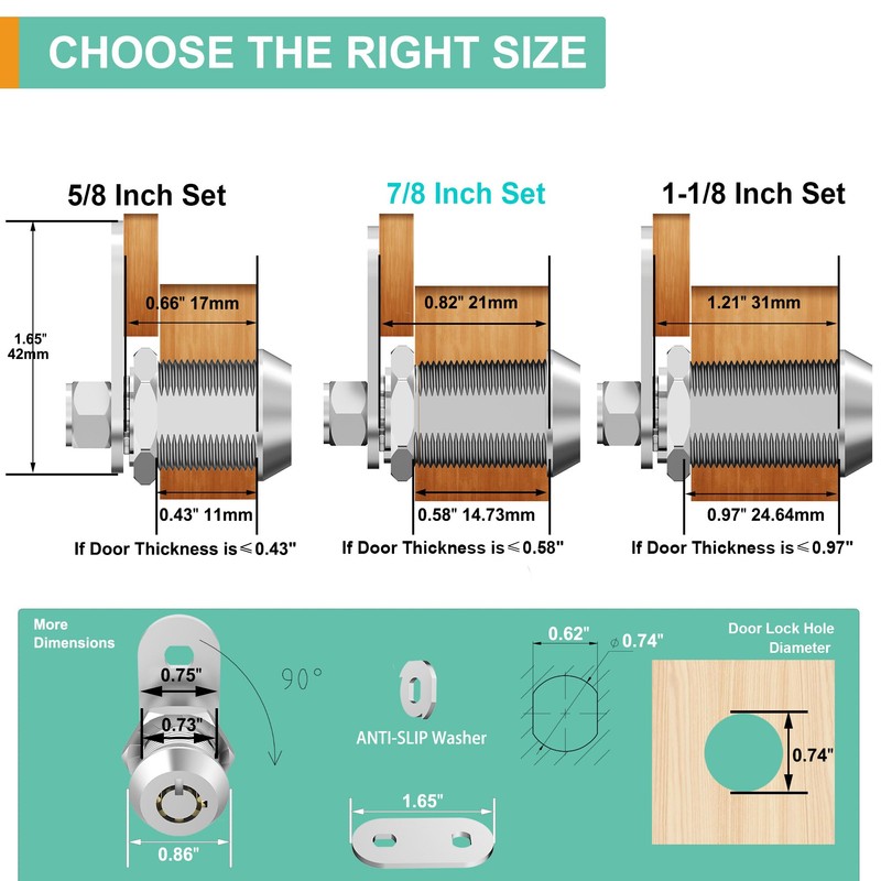 inBovoga 6 Pack Cabinet Locks with Keys, 5/8" Cam Lock,