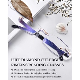 LUFF Premium Computer Reading Glasses Blue Light Blocking Diamond Cut Edge Design Spectacle Readers for Men