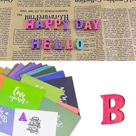 KanDery 200PCS Wooden Alphabet Letters Embellishments, Wood Letters for Scrapbooking Wedding Party Christmas DIY Decorations, Flatback Wood Letters Buttons for Sewing Crafts DIY