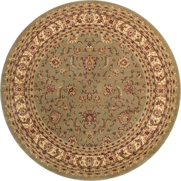 Unique Loom Voyage Collection Traditional Oriental Classic Intricate Design Area Rug, 6' 1" Round, Green/Cream