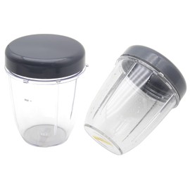 Vasos de repuesto para licuadora y tapas planas compatibles con la batidora Nutribullet Cups Blender 600W/900W, taza de 18 onzas, tapas resellables Stay-Fresh con junta, paquete de 2