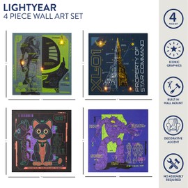 Idea Nuova Pixar Lightyear 4 Pack Square Canvas Wall Art Set, 11"x11" each