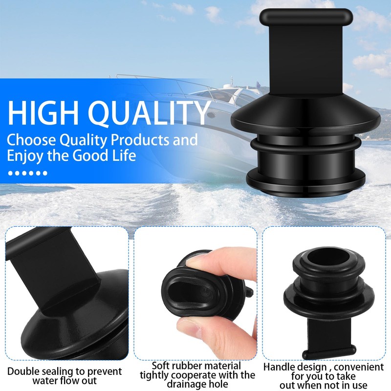 Seenelling 4 Pcs F/1-1/8 Push-in PVC Boat Drain Plug Kit