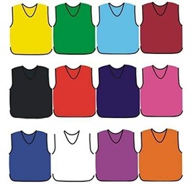 Pack of 10 x FOOTBALL NET BALL RUGBY HOCKEY CRICKET MESH TRAINING SPORTS BIBS Junior Sizes (White)