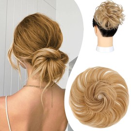Mitrygreen Messy Hair Bun Piece Extension Elastic Rubber Band Synthetic Chignon Hair Accessories Hair Piece for Women Girls Kids Ginger Brown Mix Bleach Blonde