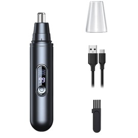 AROSKY Nose Hair Trimmer for Men Women USB Rechargeable Nose Hair Trimmer Ear Hair Trimmer Professional Painless Electric Nose Trimmer LED Display Ear and Nose Hair Trimmer Clipper (Black)