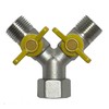 Soytich 3-way Y-splitter with 2 shut-off ball valves, for connecting