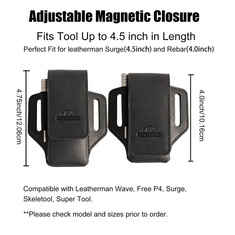 Topstache Leather Multitool Sheath for Belt - Leather Multitool Holder