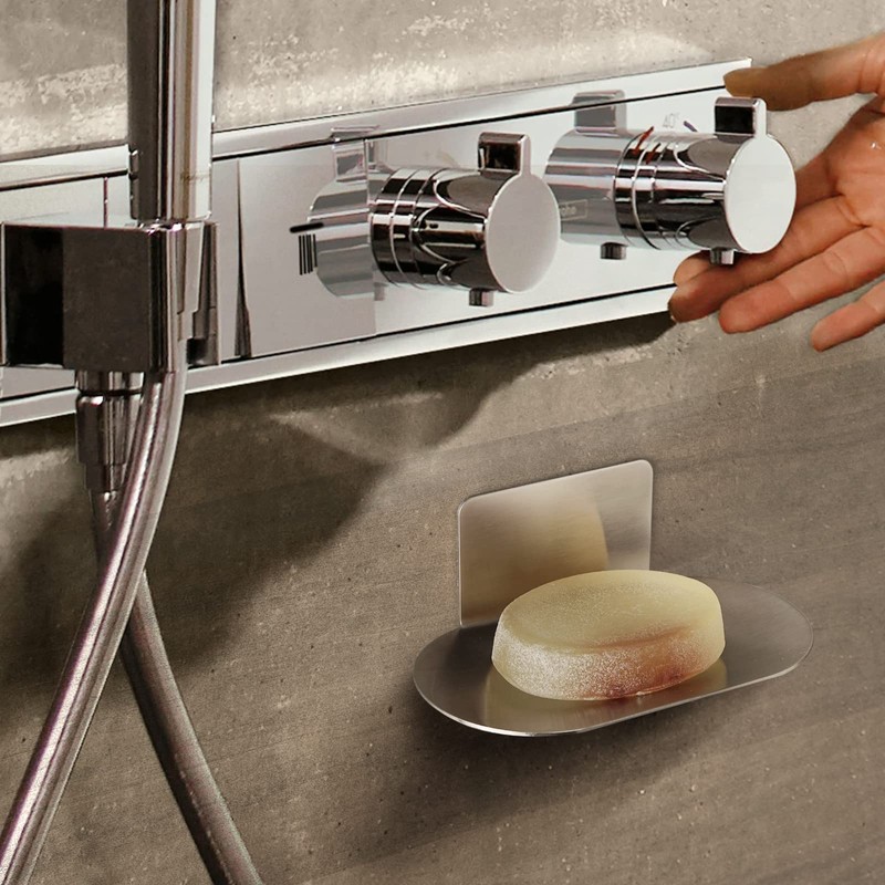 Soap Dish for Shower, 3 Slot Self-Adhesive Soap Holder for