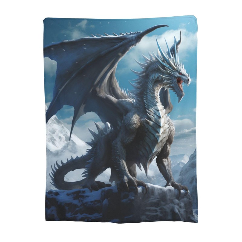 amepay Blue Ice Dragon Blanket Gifts for Adults Boys Snow