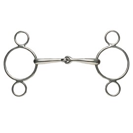 Korsteel Stainless Steel Jointed 2 Ring Dutch Gag Bit, 5.5"