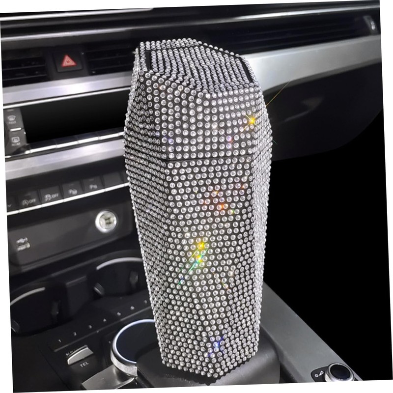 BUGUUYO Rhinestone Car Trash Can with Lid Decorative Auto Trash
