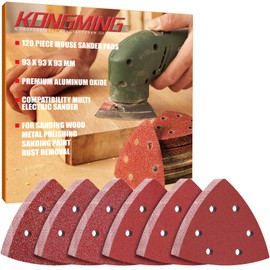 KONGMING Schleifpapier Dreieckschleifer klett 6 Loch 120 Stück Körnung 40 60 80 120 240 400 Schleifblätter fur Detailschleifer