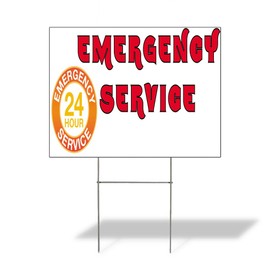 Fastasticdeals Weatherproof Yard Sign Emergency Service Advertising Printing Lawn Garden Urgent Care 18x12 Inches 1 Side Print