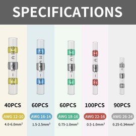 Qizpcer 350 Pcs Solder Seal Wire Connectors Heat Shrink 350 PCS, Red, Green, Blue