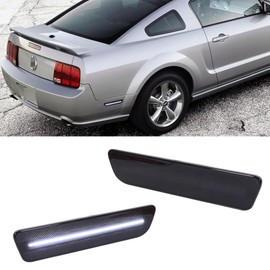 TurningMax For 2005 2006 2007 2008 2009 Ford Mustang Rear Bumper Side Marker lights Smoked Lens White LED 4R3Z15A201BA 4R3Z15A201AA