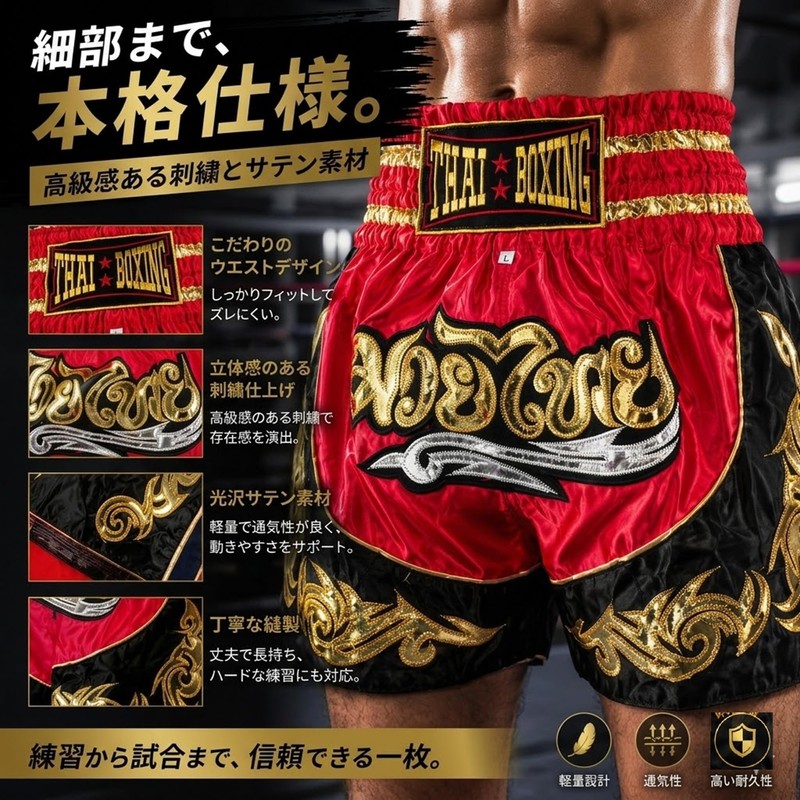Brightrust Muay Thai Pants Kickboxing K-1 Trunks for Match Practice