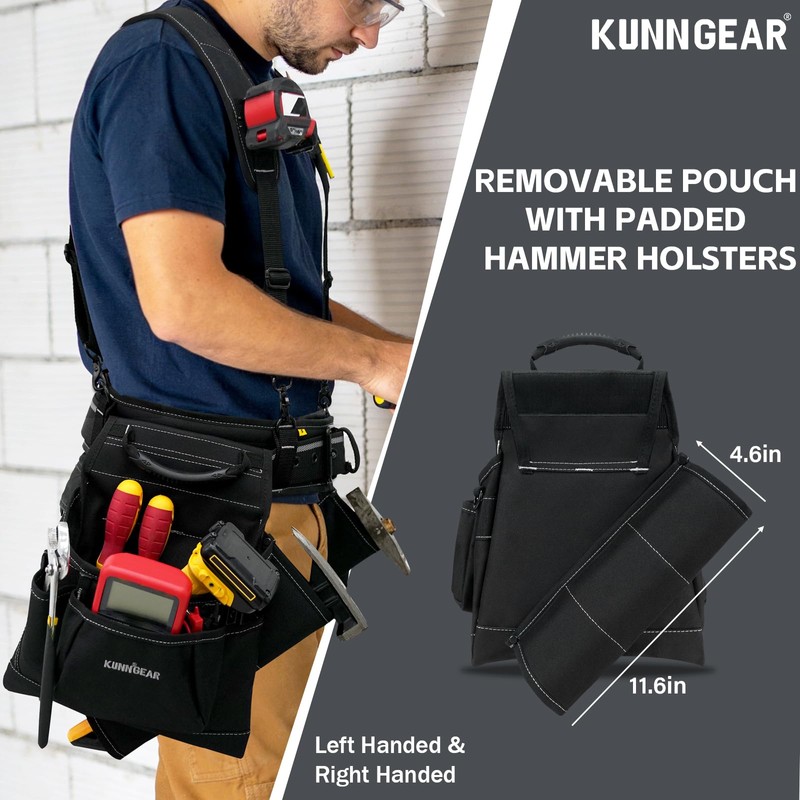 KUNN Tool Belt with Suspenders Professional Framer's Construction Rig with