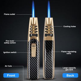 Lighter,Powerful Firepower Adjustable Dual-Arc Torch Lighter Windproof for Outdoor Activities (Carbon Fiber-Gray)