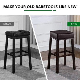 YISUN PU Stool Cover Rectangular, 4 PCS Stretch Stool Seat Cover, Counter Saddle Seat Cover Cover for Kitchen Island Chairs Wooden Metal Bar Stools