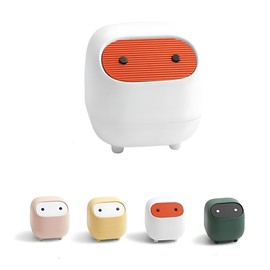 AIWE7D cubeta de basura pequeño con tapa para computadora, mini cubeta de basura a presión, papelera de oficina para mesa, mesa de centro, cocina (blanco)