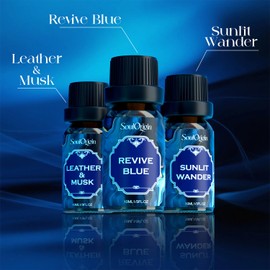 Soulorigin Cologne Fragrance Oils Set, Essential Oil for Diffuser, Men Scent Diffuser Oil, Use for Soap Candle Making, Cologne, Leather&Musk, Revive Blue, Sunlit Wander, Gentleman's Blend, Night Code