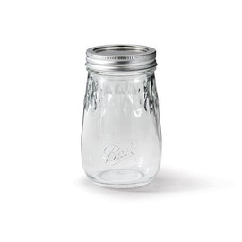 Ball Regular Mouth Glass Flute Mason Jars with Lids and Bands, Used for Canning, Pickling, Juice, Jam, Jelly, Pint Size 16 Ounce (Pack of 2)