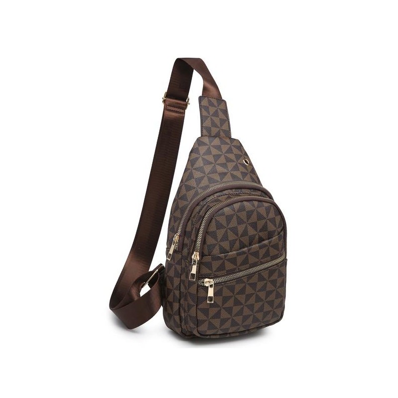 Fashion World Monogram Sling Backpack - COLOR: TAUPE, SIZE: one