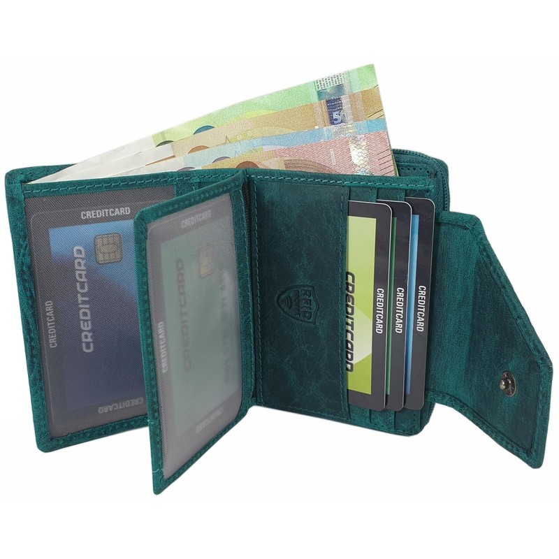 myledershop Small Buffalo Full Leather Women's Wallet/Wallet/Purse in Portrait Format
